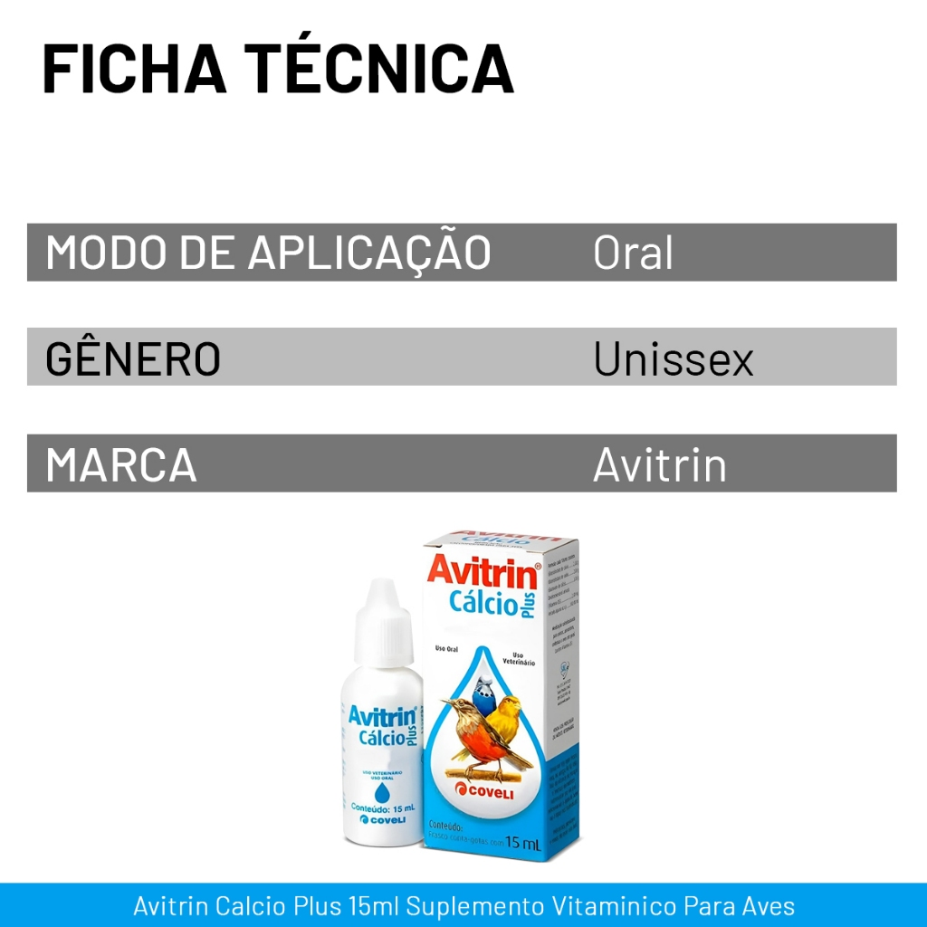 Avitrin Calcio Plus 15ml Para Aves Suplemento Vitaminico