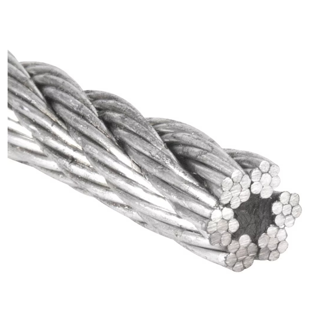 Cabo de Aço 4,8mm 3/16 6 X 7 100 Metros Alma Fibra Galvanizado Trançado