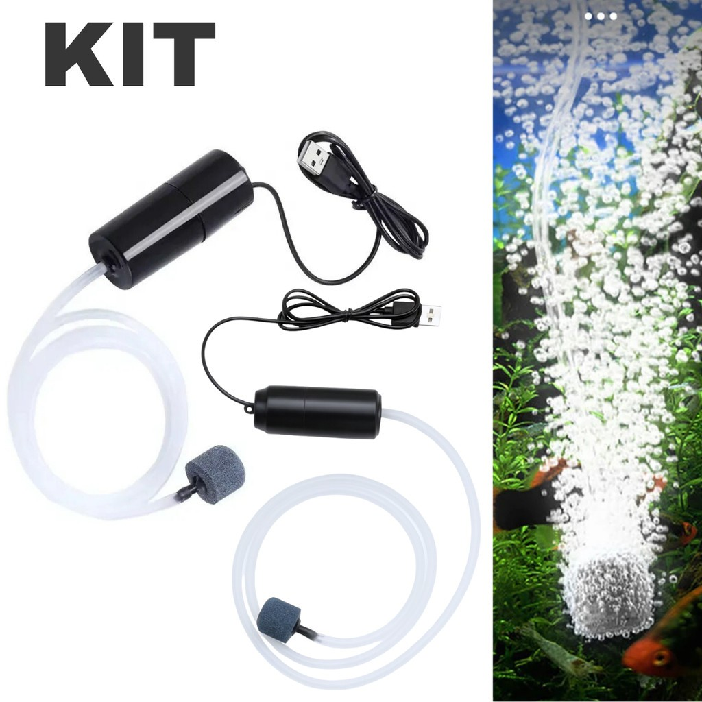 Bomba De Oxigênio/Ar Compressor Filtro Usb Portátil Para Aquario De Peixes 12V Silencioso