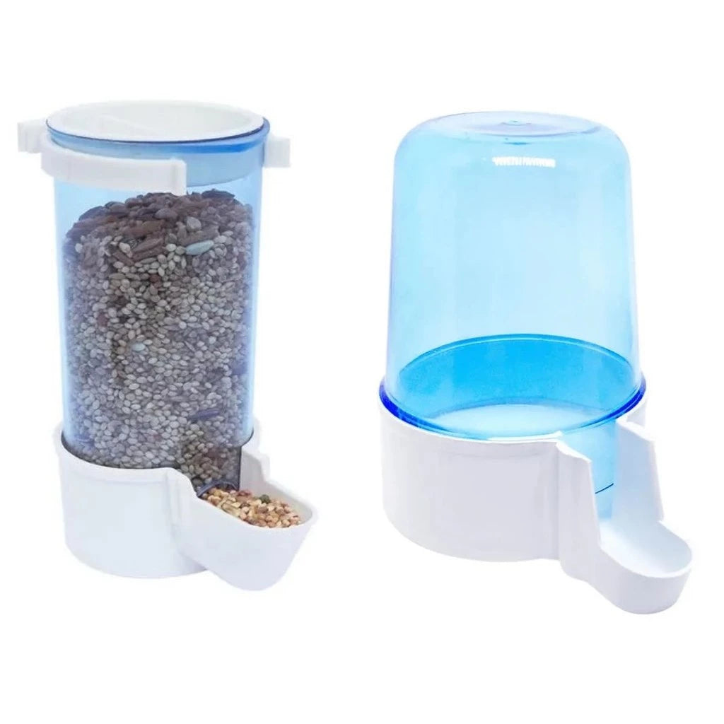 Kit Comedouro Automático De Sementes 220Ml + Bebedouro Automático 300Ml - Aves E Calopsitas