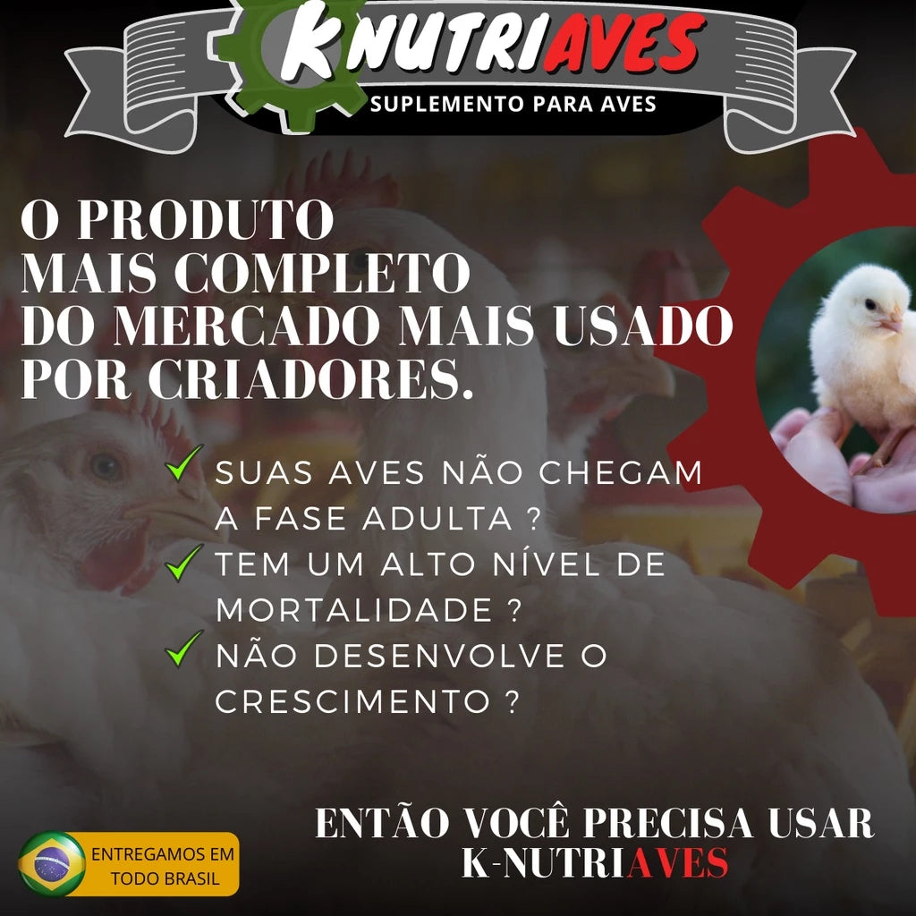K-nutriaves 1kg - Suplemento para Aves Crescimento Engorda Postura.