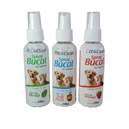 Spray Bucal p/ Cães Gatos Combate Mau Hálito Pet Clean 120ml