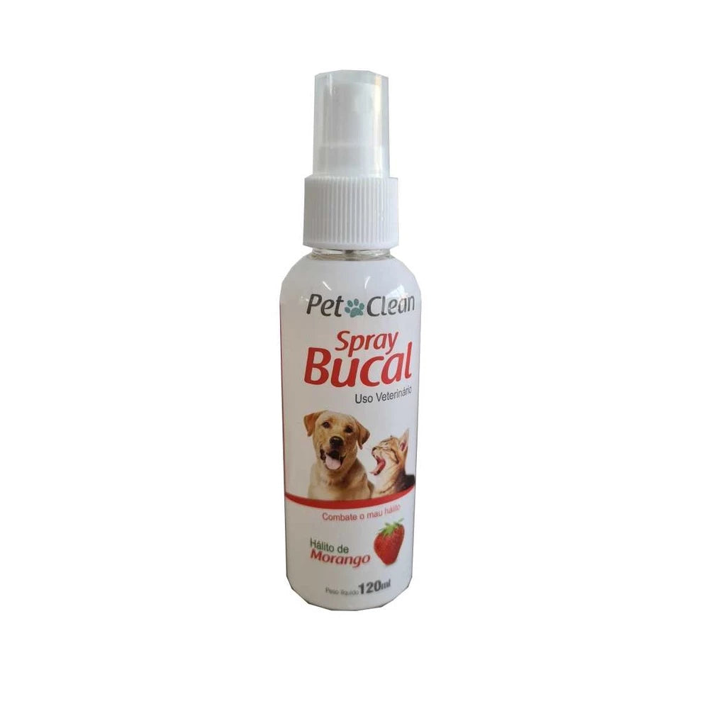 Spray Bucal p/ Cães Gatos Combate Mau Hálito Pet Clean 120ml