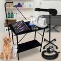 Kit Banho e Tosa Profissional Aspirador + Secador + Soprador + Mesa + 8 Tesouras