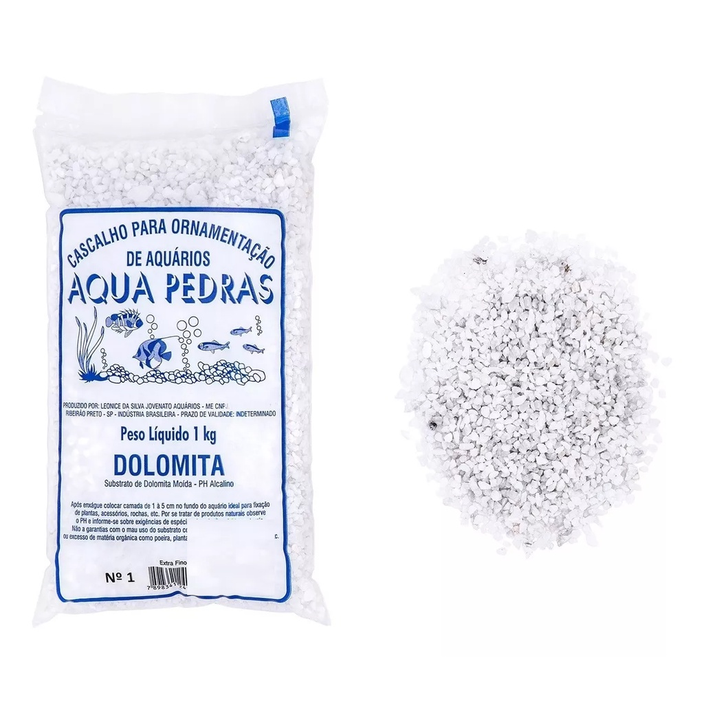 Cascalho Dolomita Moida Nº 1 Para Aquários 1Kg