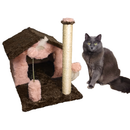 Kit Arranhador Sisal Casa sem Rede para Gato e Brinquedo Mola Maluca MIUPET
