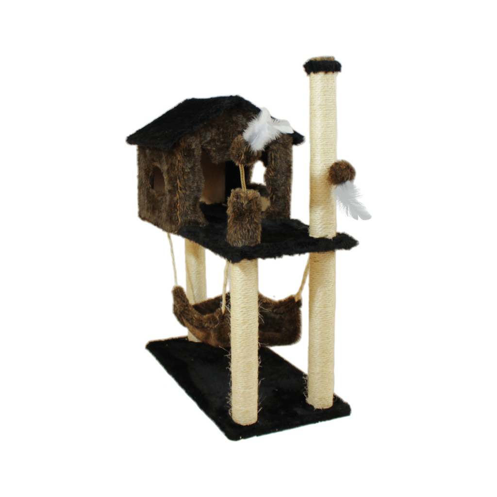 Casa Para Gatos Com Rede Grande E 2 Brinquedos - Miupet