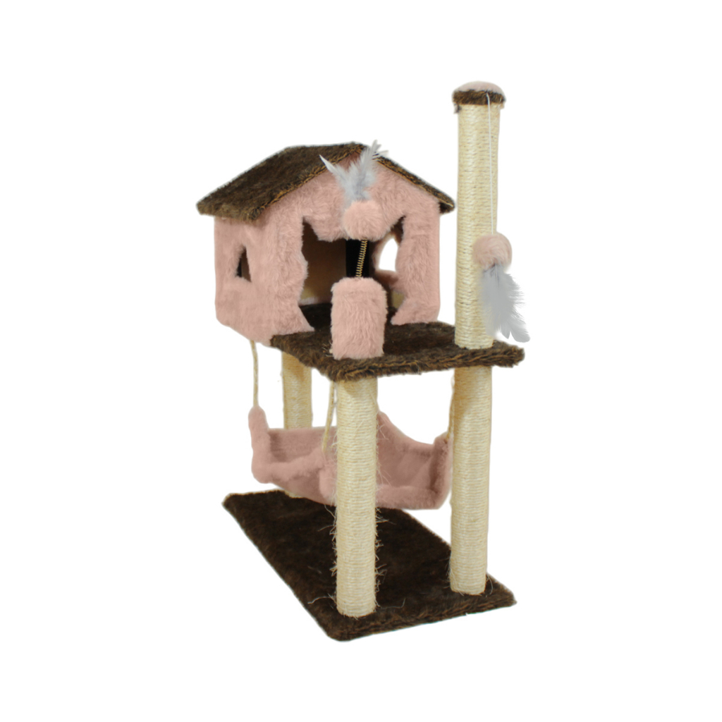 Casa Para Gatos Com Rede Grande E 2 Brinquedos - Miupet