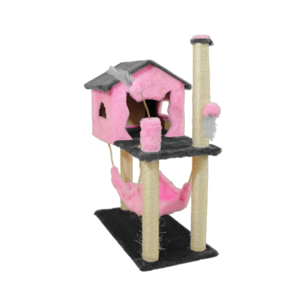 Casa Para Gatos Com Rede Grande E 2 Brinquedos - Miupet
