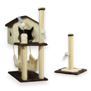 Kit Arranhador Para Gato Casa Com Rede e 2 Brinquedos + Poste com Base - Miupet
