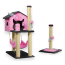 Kit Arranhador Para Gato Casa Com Rede e 2 Brinquedos + Poste com Base - Miupet