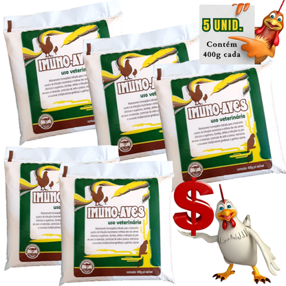Imuno Aves 400G 5Unid. Homeopático Para Tratar Infecção Aves Galinhas