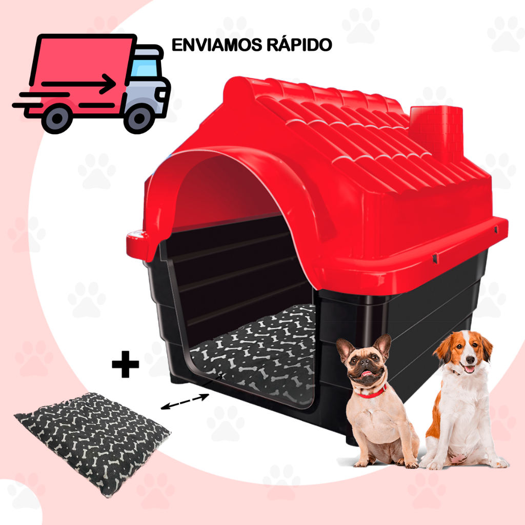 Casinha Pet Cachorro N2 + Caminha Pequenas Raças Casa Cães Gatos Conforto