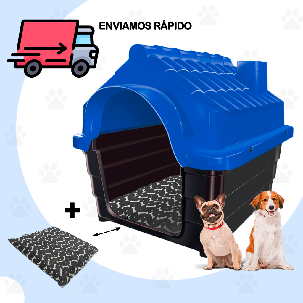 Casinha Pet Cachorro N2 + Caminha Pequenas Raças Casa Cães Gatos Conforto