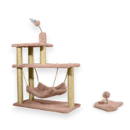 Kit Brinquedo Mola Maluca Gato E Arranhador Sisal 3 Bases