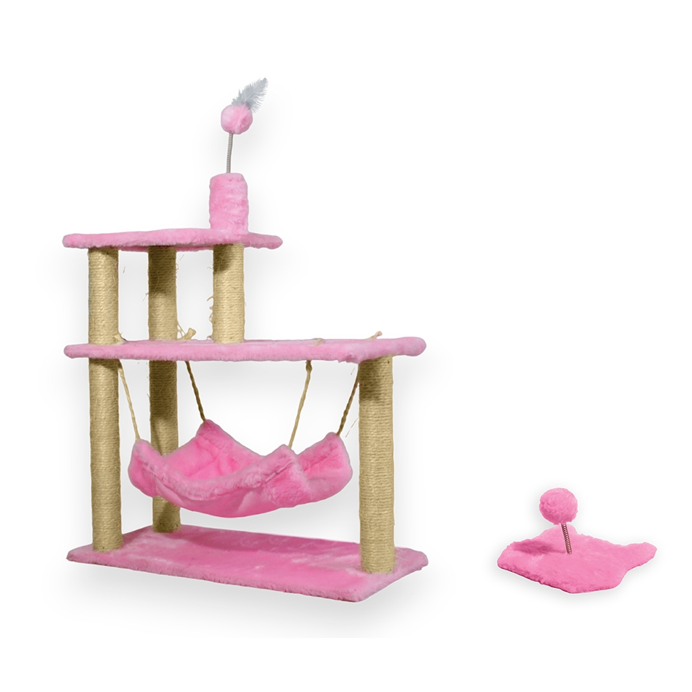 Kit Brinquedo Mola Maluca Gato E Arranhador Sisal 3 Bases