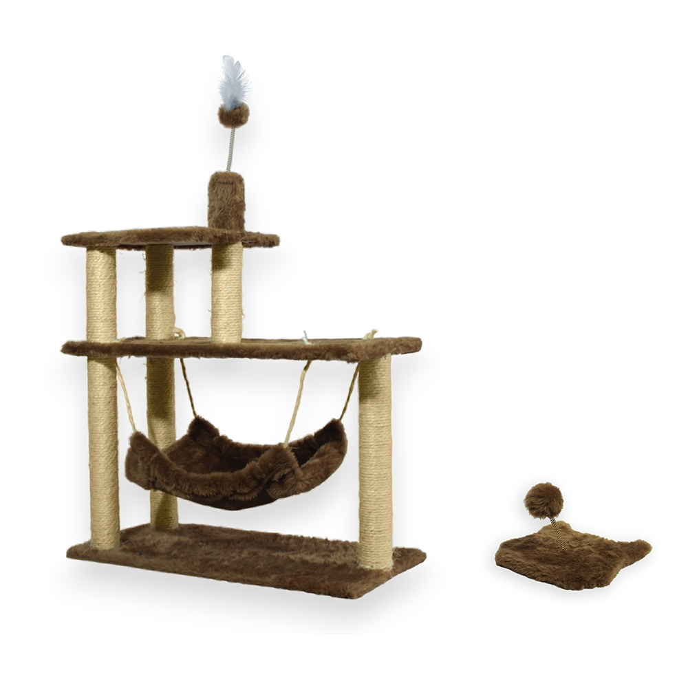 Kit Brinquedo Mola Maluca Gato E Arranhador Sisal 3 Bases