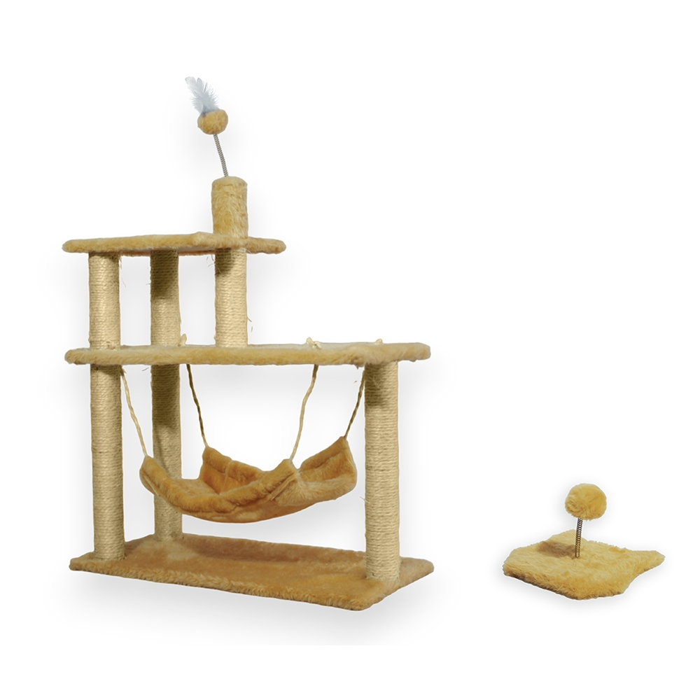 Kit Brinquedo Mola Maluca Gato E Arranhador Sisal 3 Bases