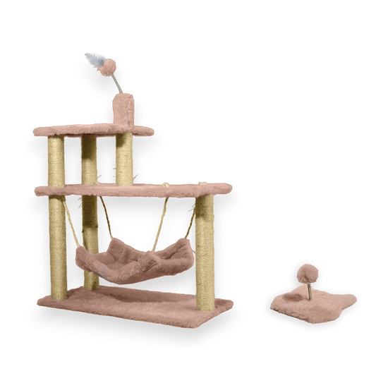 Kit Brinquedo Mola Maluca Gato e Arranhador Sisal 3 Bases