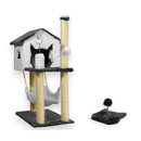 Kit Arranhador Sisal Casa com Rede e Mola Maluca Brinquedo para Gato MIUPET