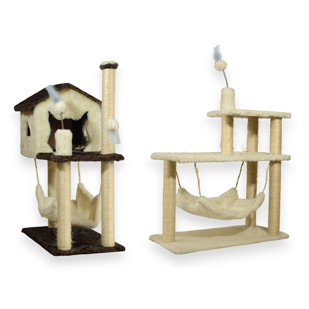 Kit Gato Grande Casa Com Rede E Arranhador 3 Bases Sisal