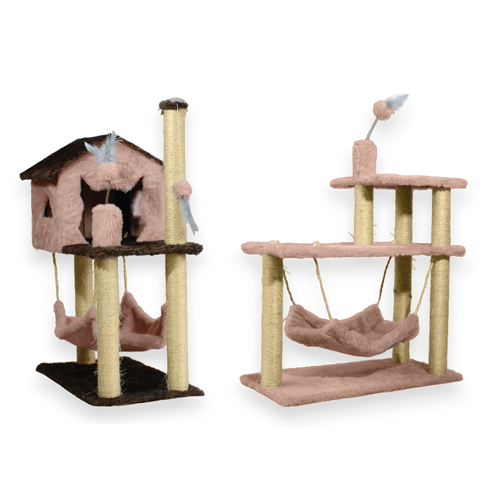 Kit Gato Grande Casa Com Rede E Arranhador 3 Bases Sisal