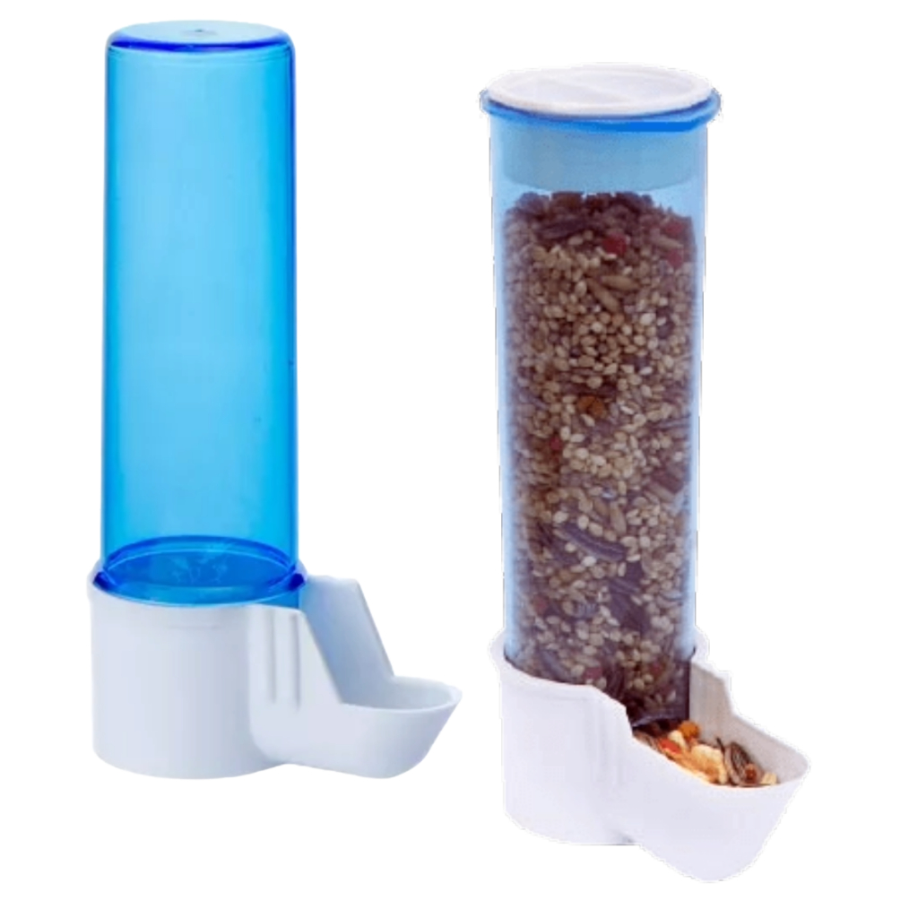 Kit Malha Larga 1 Comedouro 120Ml + 1 Bebedouro 100Ml Aves Pássaros Em Geral Canario Periquito