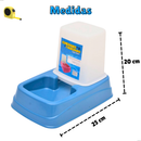 Kit Comedouro/Bebedouro Dupla Função Dispenser Automático 1 Kg Ração/1,5 Litros Água Cães e Gatos