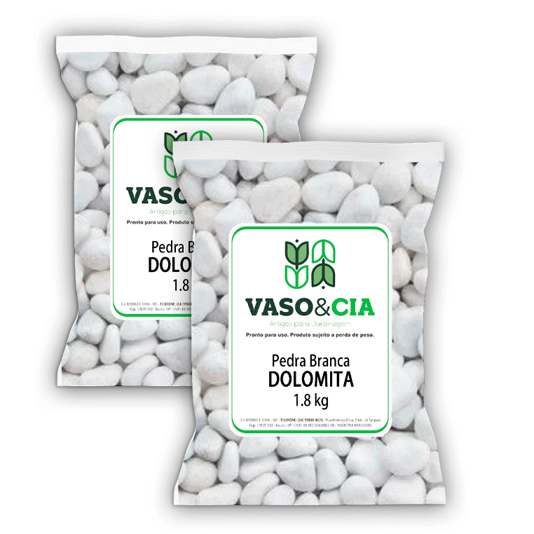 Kit 2x Pedra Dolomita Branca Seixo Decorativa para Vasos e Jardins Ornamentais - 1,8 kg