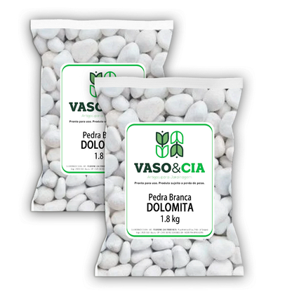 Kit 2x Pedra Dolomita Branca Seixo Decorativa para Vasos e Jardins Ornamentais - 1,8 kg
