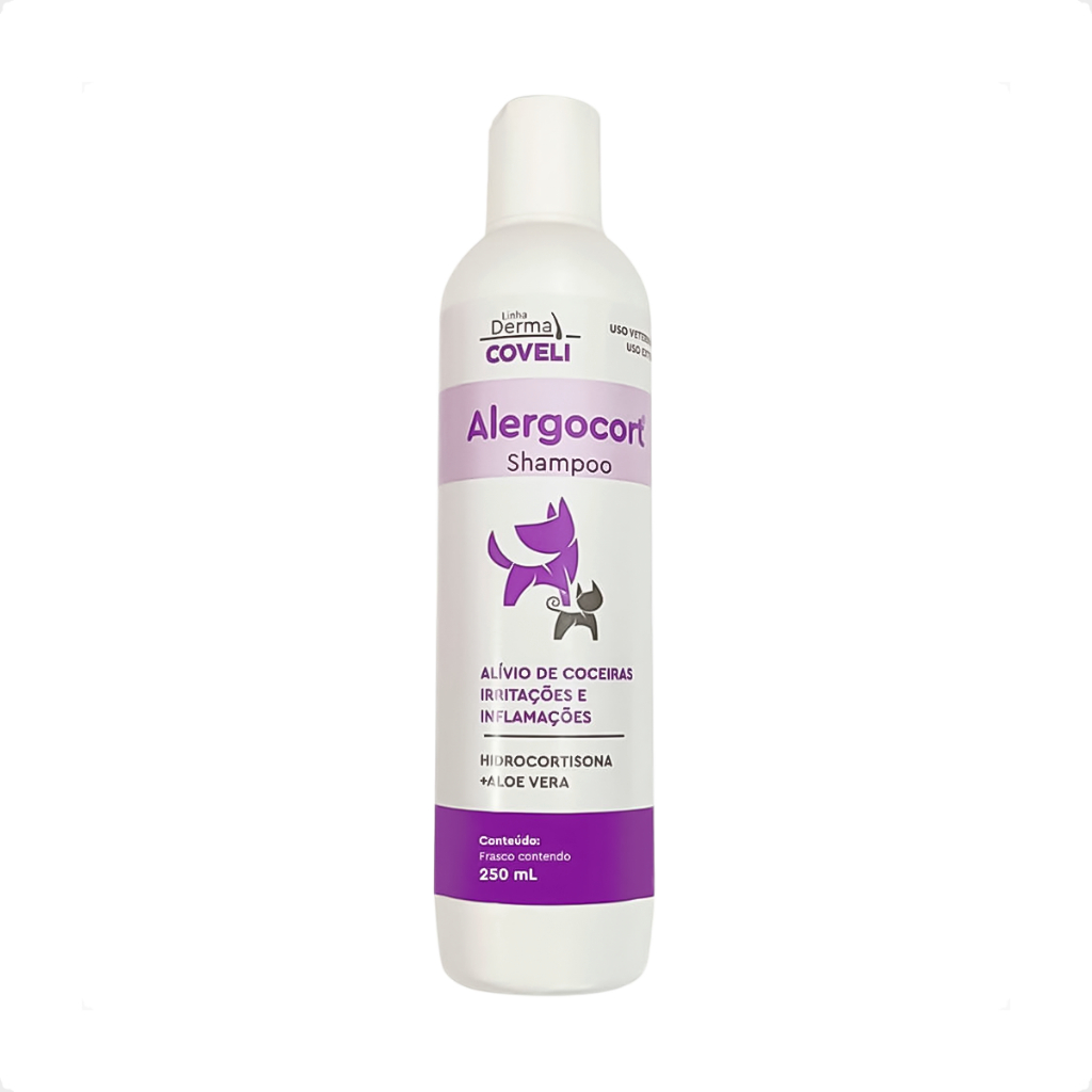 Alergocort 250mL - Shampoo Dermatológico P/ Cães, Gatos e Equinos