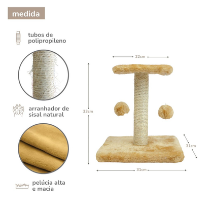 Arranhador para gato poste de sisal com Duas Bolinhas - MIUPET