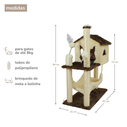Casa para Gatos com Rede Grande e 2 brinquedos - MIUPET