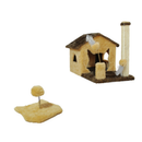 Kit Arranhador Sisal Casa sem Rede para Gato e Brinquedo Mola Maluca MIUPET