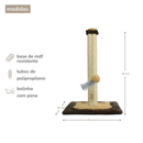 Kit Arranhador Para Gato Casa Com Rede e 2 Brinquedos + Poste com Base - Miupet