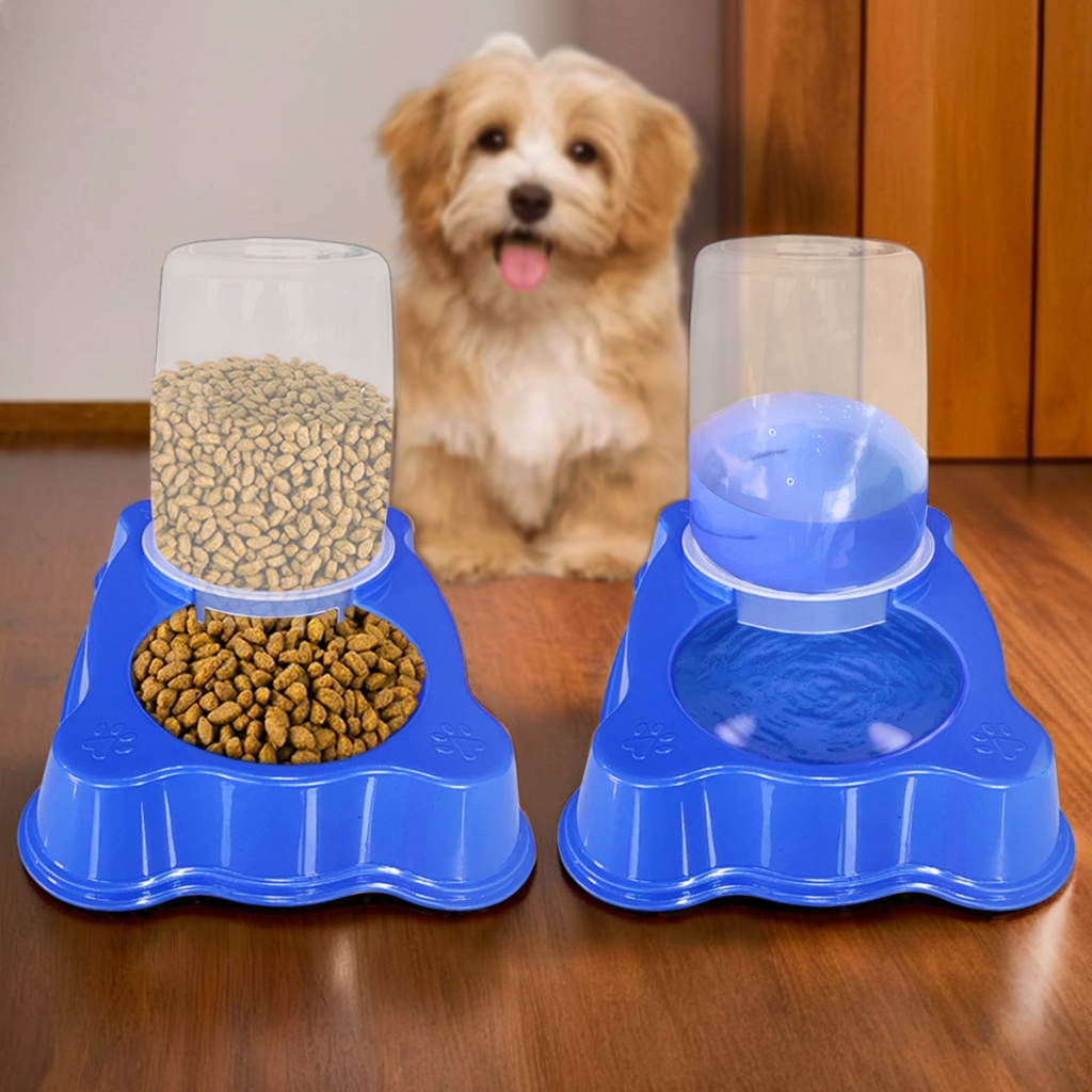 Kit 2 Comedouro/Bebedouro Dupla Função Dispenser Dosador 1 Kg Ração/1,5 Litros Água Cães E Gatos