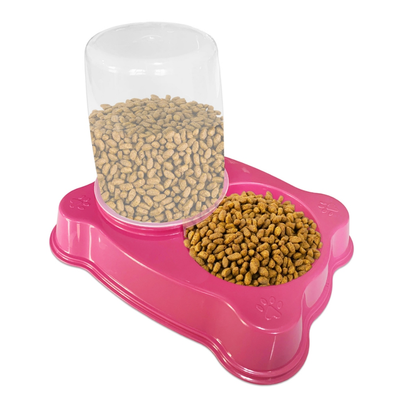 Kit 2 Comedouro/Bebedouro Dupla Função Dispenser Dosador 1 Kg Ração/1,5 Litros Água Cães E Gatos