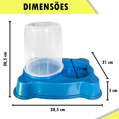 Kit 2 Comedouro/Bebedouro Dupla Função Dispenser Dosador 1 kg Ração/1,5 Litros Água Cães E Gatos