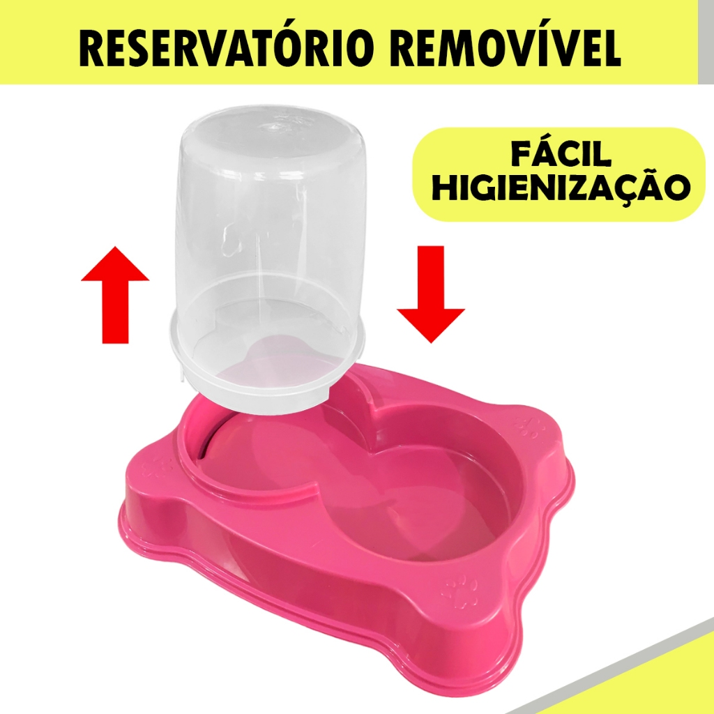 Kit 2 Comedouro/Bebedouro Dupla Função Dispenser Dosador 1 kg Ração/1,5 Litros Água Cães E Gatos