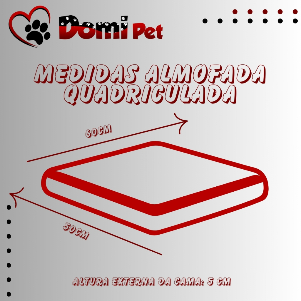 Almofada Pet 50x60 cachorro Gato Cama Conforto Colchonete Quadriculado