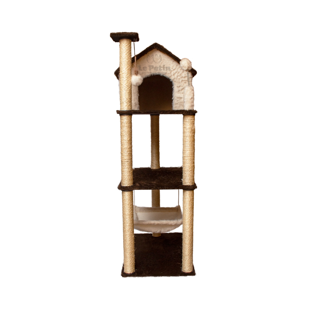 Arranhador Gato Casa Três Andares Com Rede E Brinquedo Exclusivo