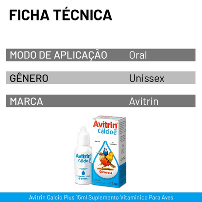 Avitrin Calcio Plus 15ml Para Aves Suplemento Vitaminico