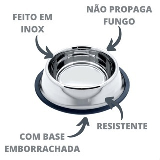 Comedouro Inox Para Câes E Gatos - Pote Comida Ração Água Vasilha Inox Antiderrapante