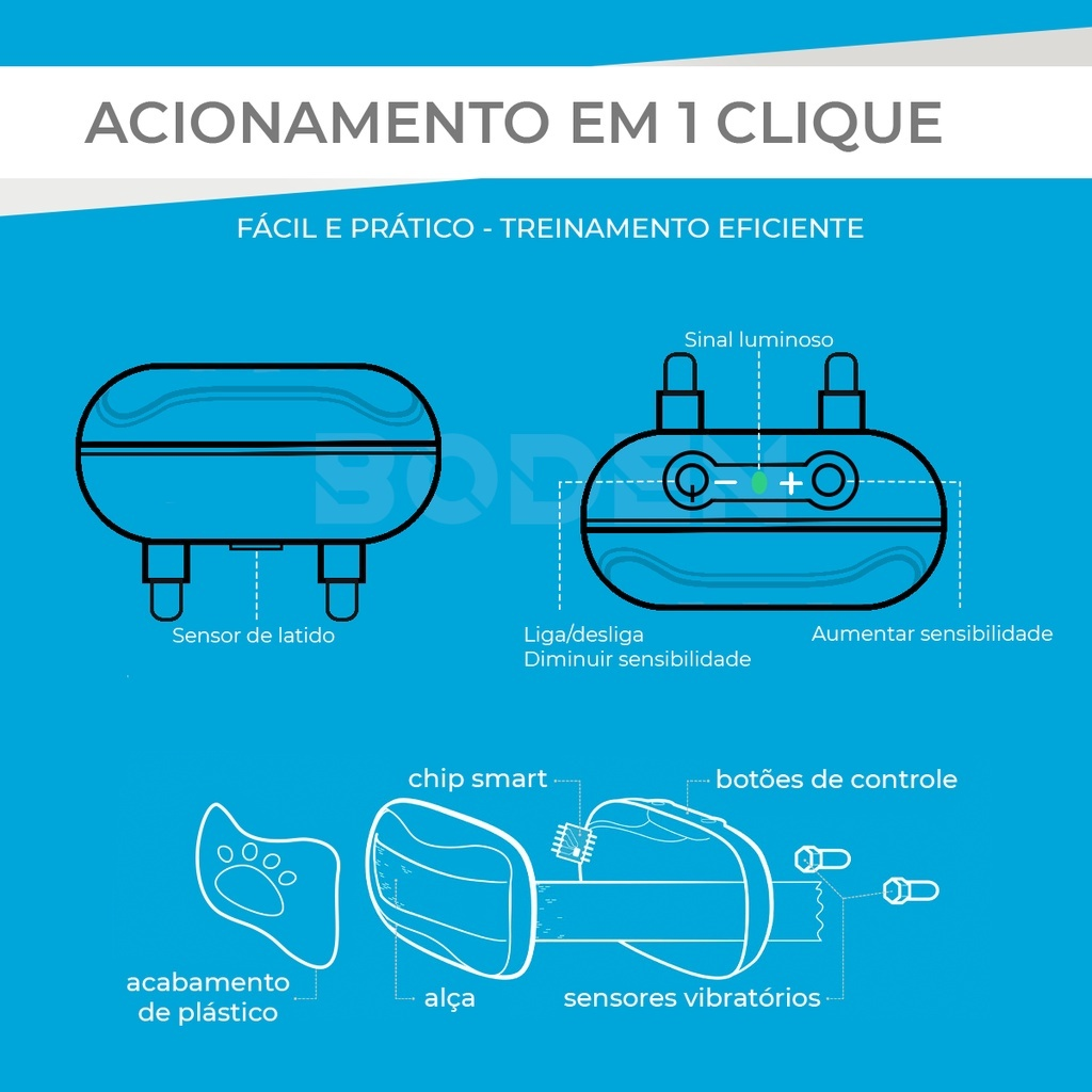 Coleira Recarregável Adestramento Anti Latido Sem Choque Várias Cores