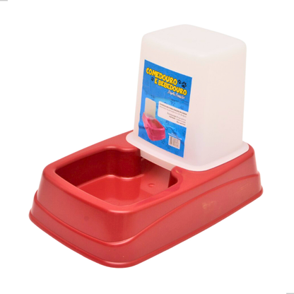 Kit Comedouro/Bebedouro Dupla Função Dispenser Automático 1 Kg Ração/1,5 Litros Água Cães E Gatos