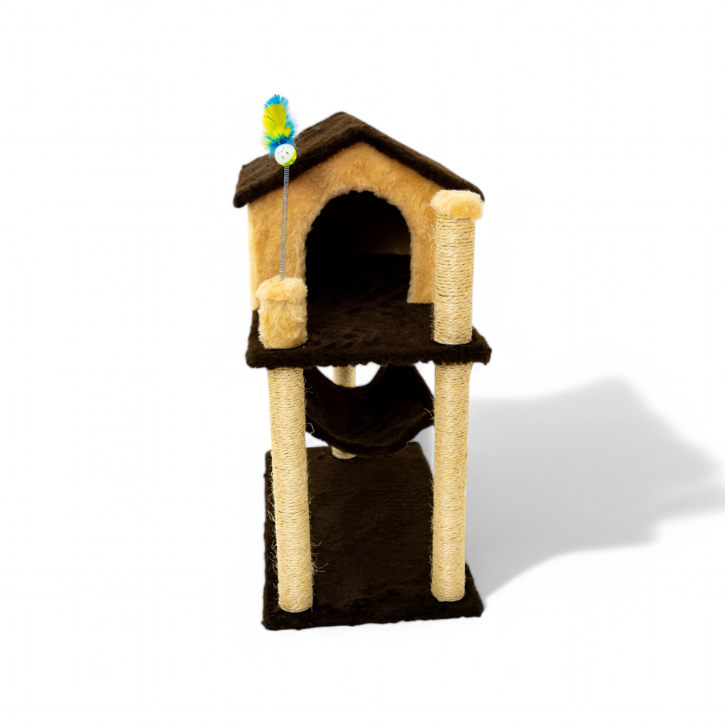 Aranhador Para Gatos Com Casinha e 2 Brinquedos