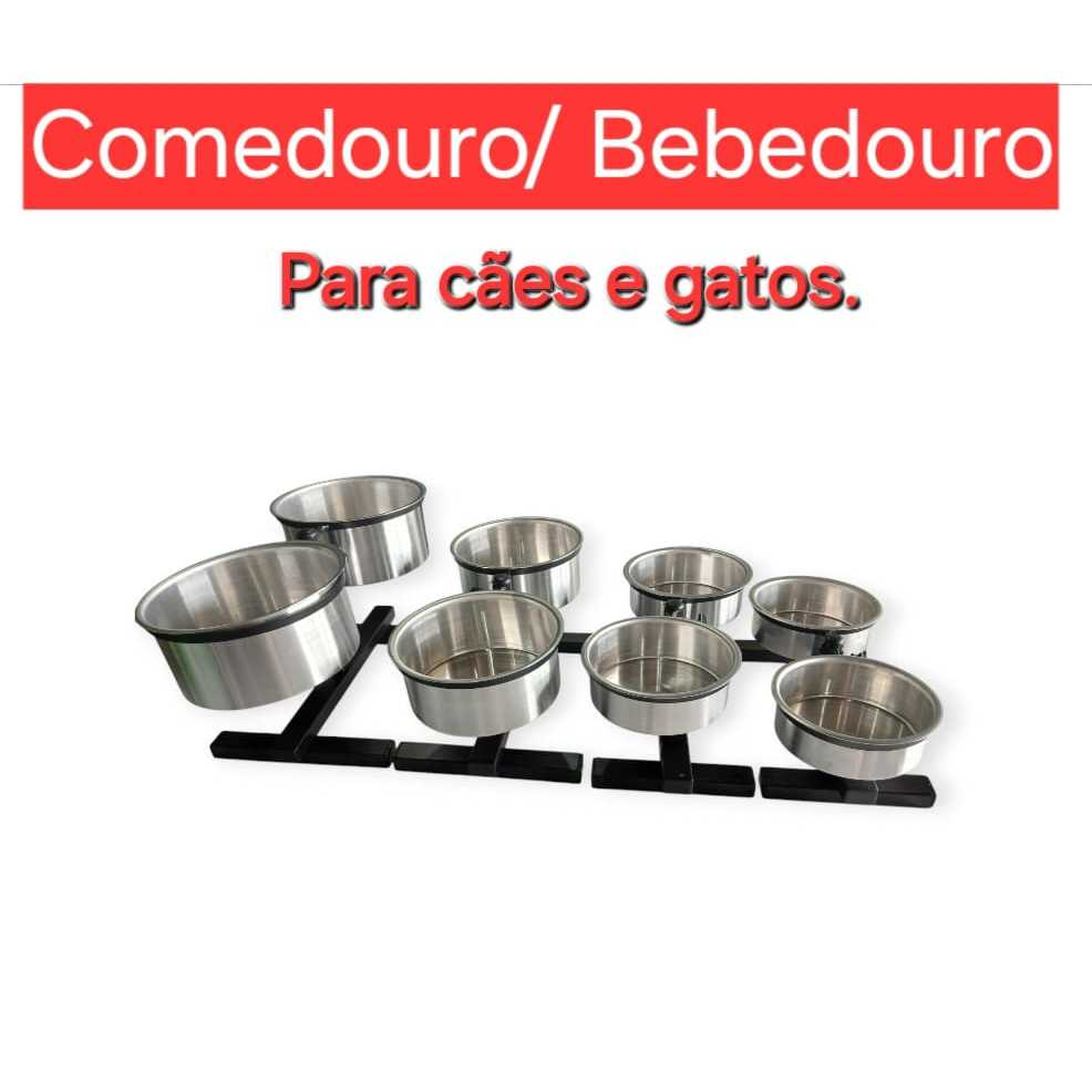 Comedouro duplo elevado alto ajustável para cães e gatos