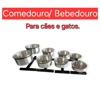 Comedouro duplo elevado alto ajustável para cães e gatos