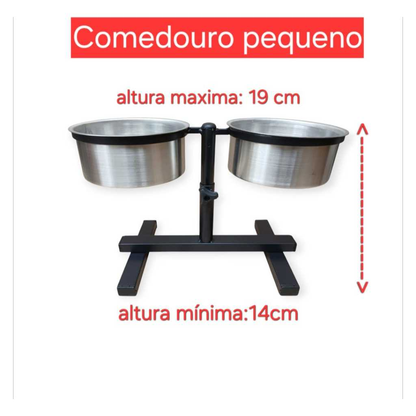 Comedouro duplo elevado alto ajustável para cães e gatos