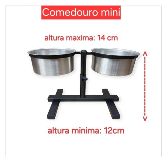 Comedouro duplo elevado alto ajustável para cães e gatos